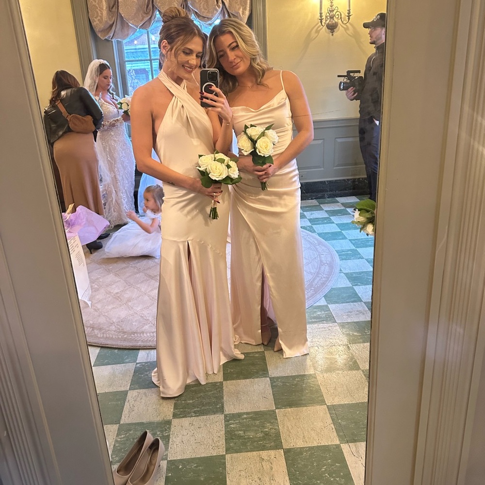 Birdy Grey Champagne Satin Bridesmaids Dress - Picture 5 of 6